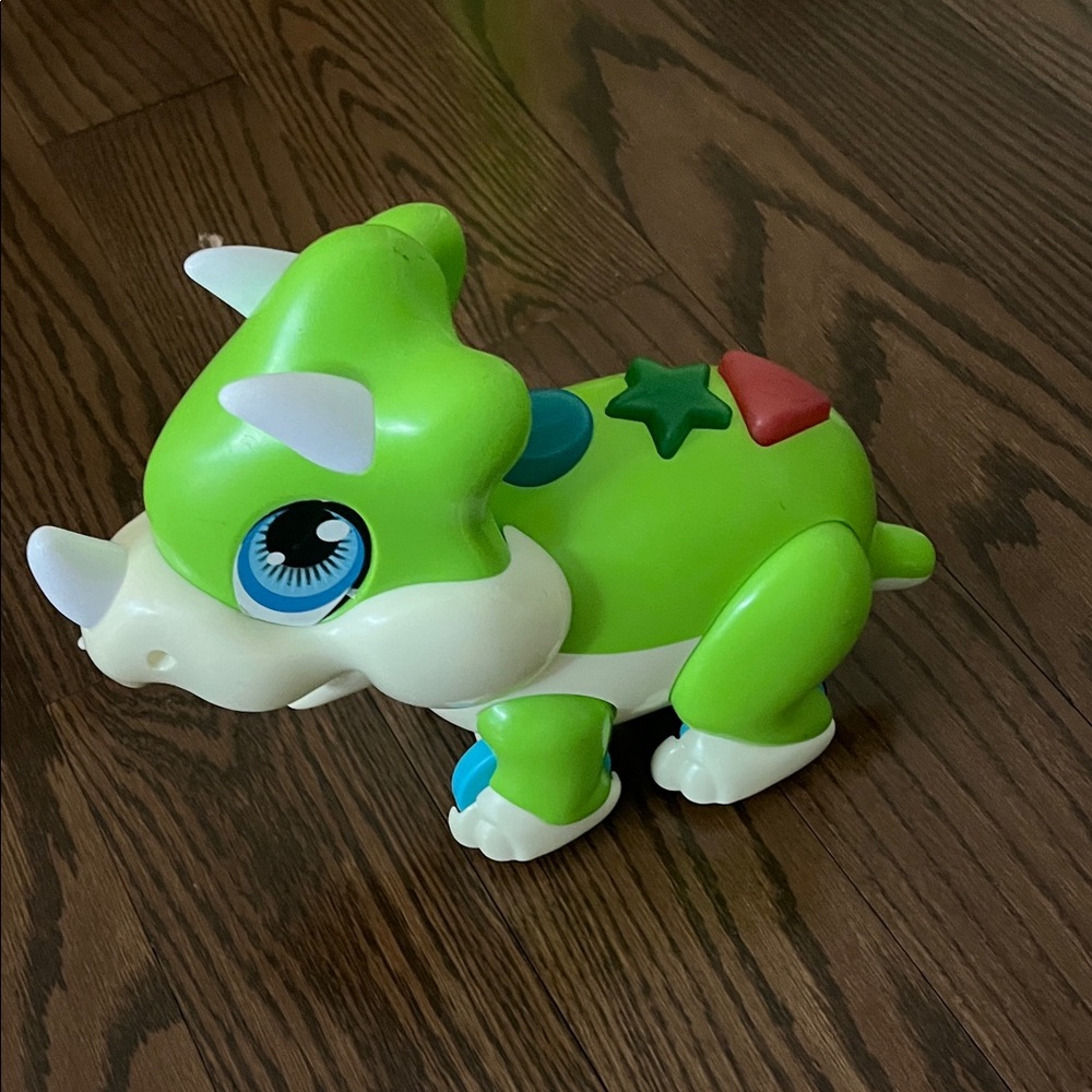 Interactive Green Triceratops Toy for Kids - Button-Activated Play